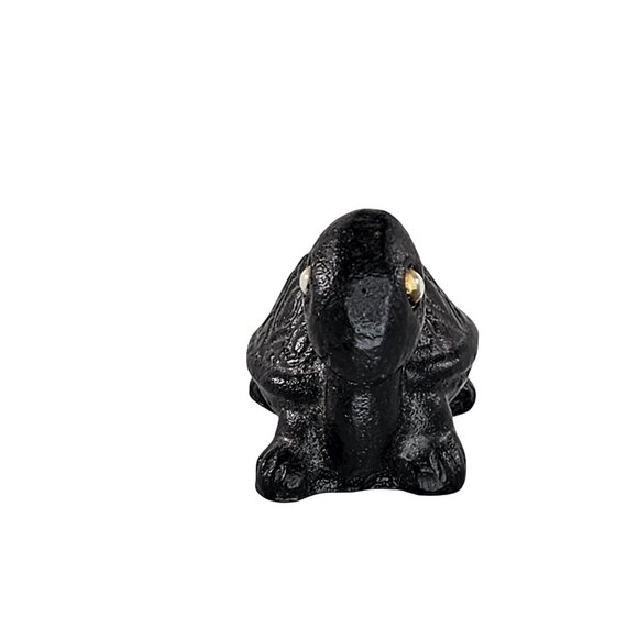 Vintage Coal Turtle Miniature Figurine Handmade Googly Eyes Black Quirky Decor - Picture 2 of 8